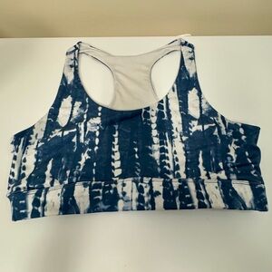 Women's DANSKIN Blue White Tie Dye Sports Bra, Women’s Large